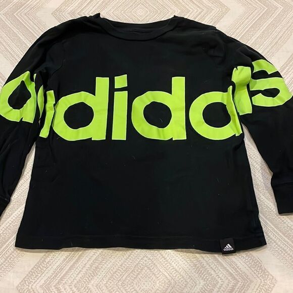 adidas Other - Adidas Boys Black & Neon Green Logo Long Sleeve Shirt